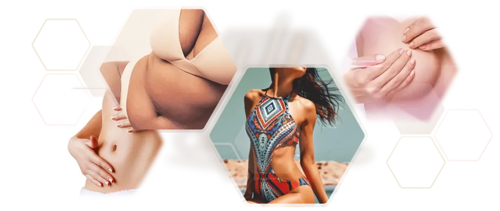 Fotosammlung in Waben Brust und Bauch